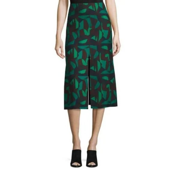 Akris SS/17 Green Garden-Print A-Line Skirt